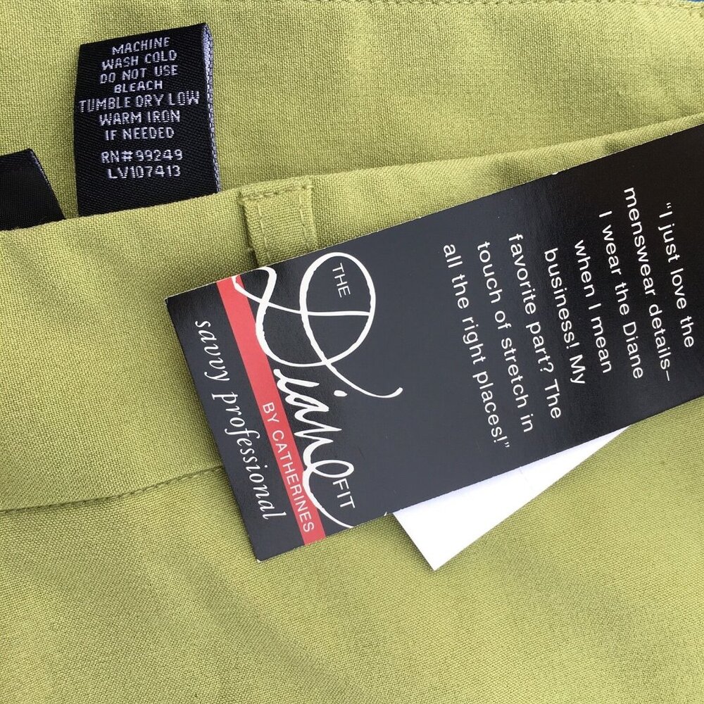 Maggie Barnes Catherines Diane Fit Pants 24WP Green Wide Leg Cuff Career NEW - Picture 8 of 12